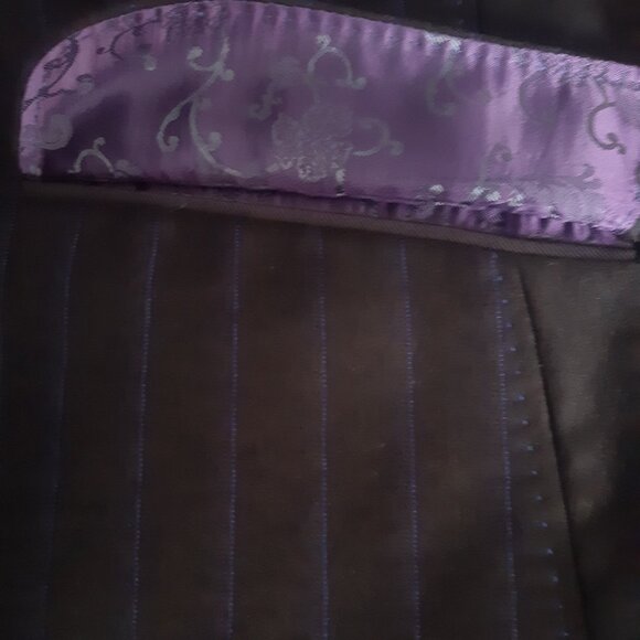 Ted Baker SZ42 Velvet Collar, Indigo Pinstripe Men's Black Wool Dinner Jacket - Picture 8 of 16